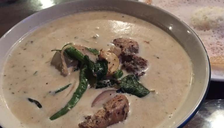 Kerala chicken stew with appam